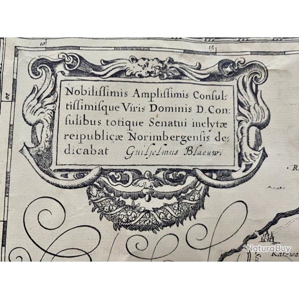 Carte de la r�gion de Nuremberg r�alis�e par Willem Blaeu vers 1647-1650.