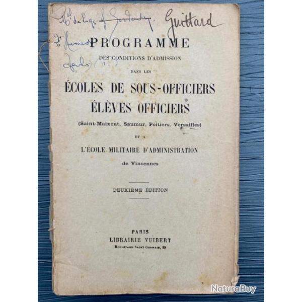 Fascicule de Programme d'Admission aux �coles des Sous-Officiers et officier