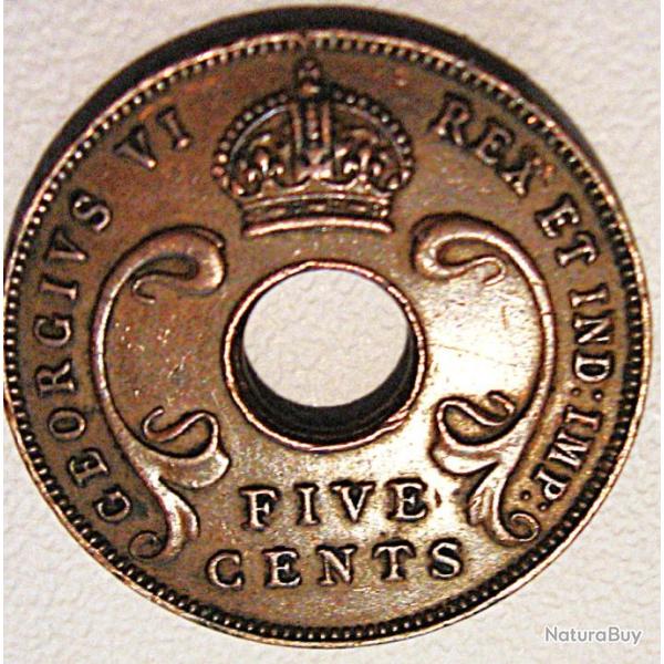 Africa east  piece de 5 cents 1942 ttb georgius VI
