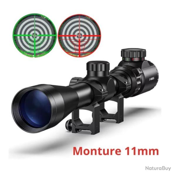 Lunette de vis�e 3-9x40 EG pour fusil de chasse - Monture 11mm - R�ticule lumineux rouge/vert