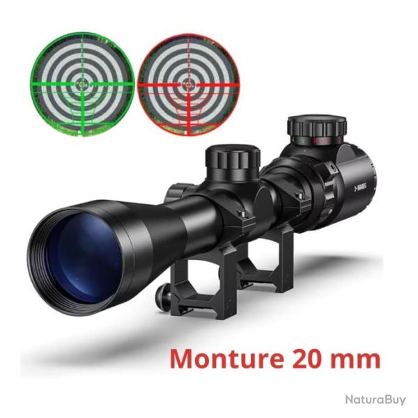 Lunette de vis�e 3-9x40 EG pour fusil de chasse - Monture 20 mm - R�ticule lumineux rouge/vert