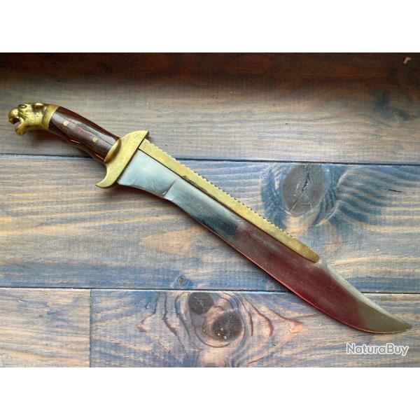 ANCIEN GRAND POIGNARD TYPE BOWIE KNIFE LT 47CM @KERSHAW BUCK PUMA COUTEAU INDIANA JONES