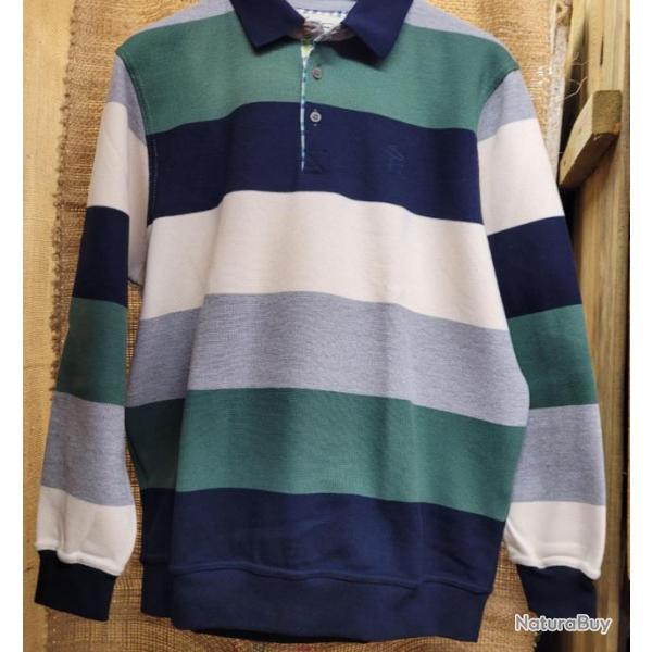 SWEAT col boutonn� rayures multicolores LOVERGREEN