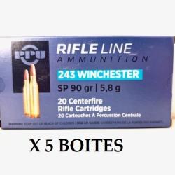 5 Boite de Balles Partizan Calibre 243 Win 90gr SP