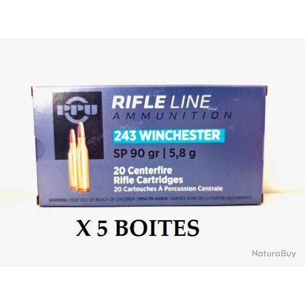 5 Boite de Balles Partizan Calibre 243 Win 90gr SP