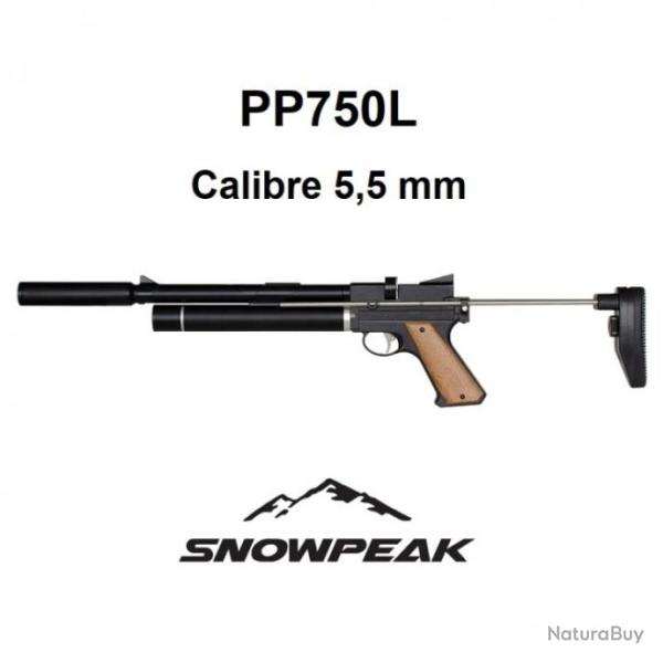 Pistolet PCP Snowpeak - Zasdar PP750L. R�gulateur et suppresseur int�gr�s. Calibre 5,5 mm 14 Joules.