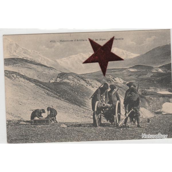 CPA -Chasseurs Alpins en Manoeuvre d'artillerie dans les Alpes N�035