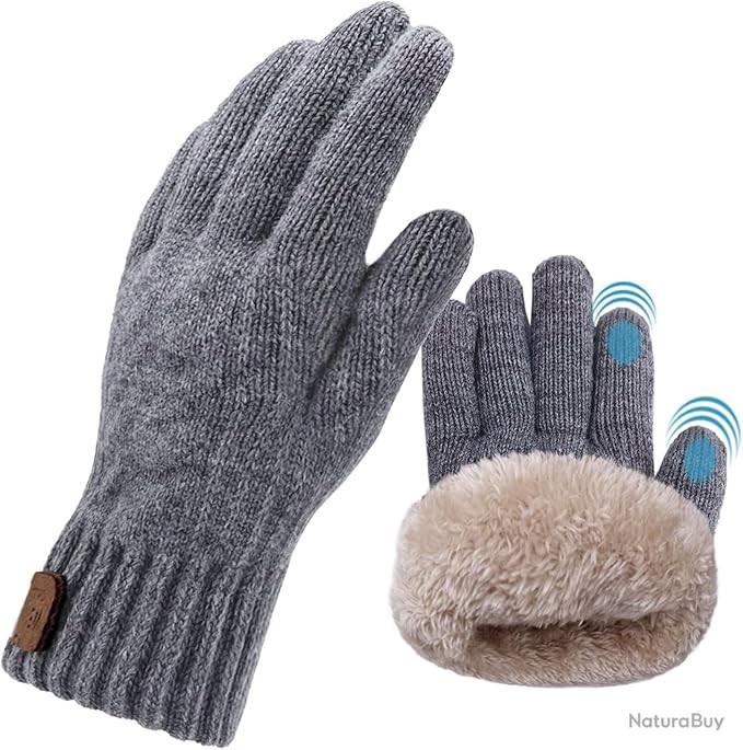 Gants D'Hiver Épais à Écran Tactile Unisexe - Doublure Polaire Chaude - Pour Moto, Sport, Travail Extérieur