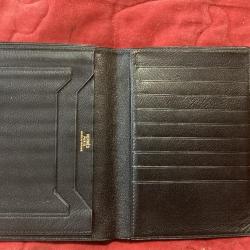 Portefeuille HERMES cuir grain&eacute; noir