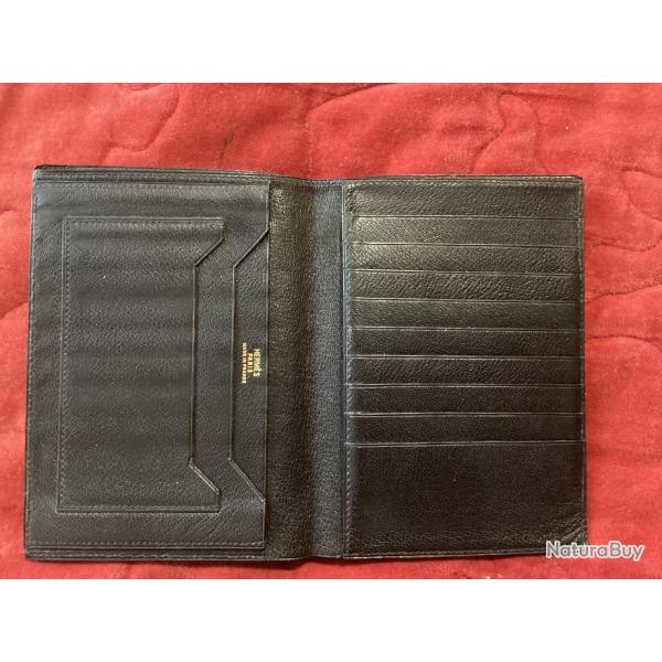 Portefeuille HERMES cuir grain� noir