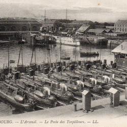 Carte Postale Ancienne - Cherbourg, L'Arsenal, Le Poste des Torpilleurs -N&deg;7695