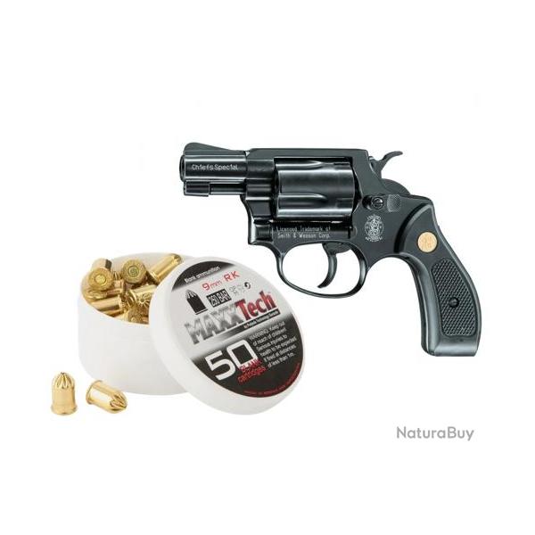 Revolver Smith & Wesson "Chiefs sp�cial" calibre 9mm RK + 1 Bo�te de 50 munitions (Balles � blanc)