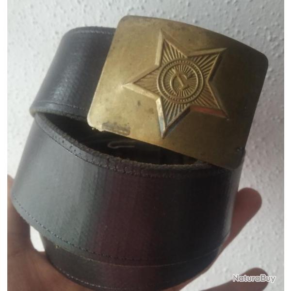 AUTHENTIQUE CEINTURE MILITAIRE 118-119 cms ARME DE TERRE CCCP ANNES 80s NEUVE