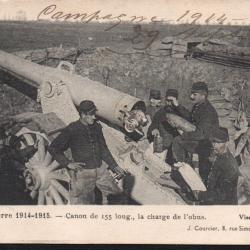 CPA - La Guerre 1914/1915 - Canon de 155 long, la charge de l'Obus -N&deg;7465