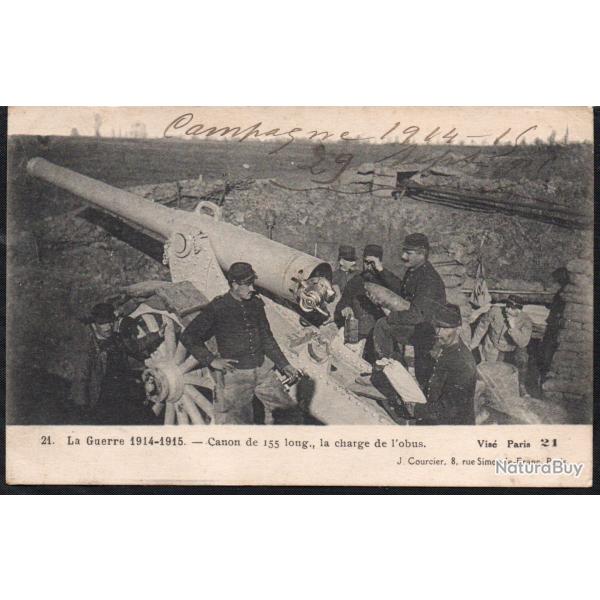 CPA - La Guerre 1914/1915 - Canon de 155 long, la charge de l'Obus -N�7465