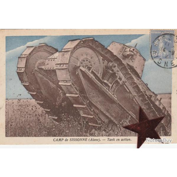 CPA - CAMP DE SISSONNE - TANK EN ACTION N�670