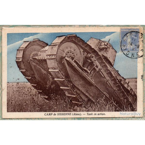 CPA - CAMP DE SISSONNE - TANK EN ACTION N�7431