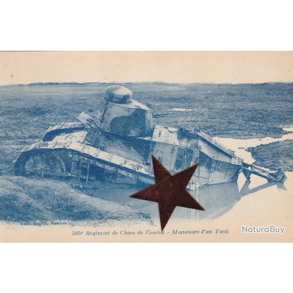 CPA -505e REGIMENT DE CHARS DE COMBAT - MANOEUVRE D'UN TANK N�454