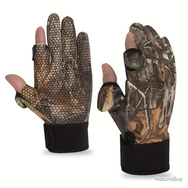 GANTS DE PECHE OU DE CHASSE IMPERMEABLE ECRAN TACTILE COMPATIBLE CAMO