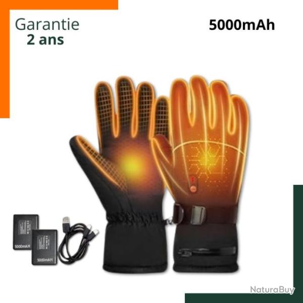 Gants chauffants avec batterie rechargeable 5000mAh - Affichage intelligent � LED - Garantie 2 ans