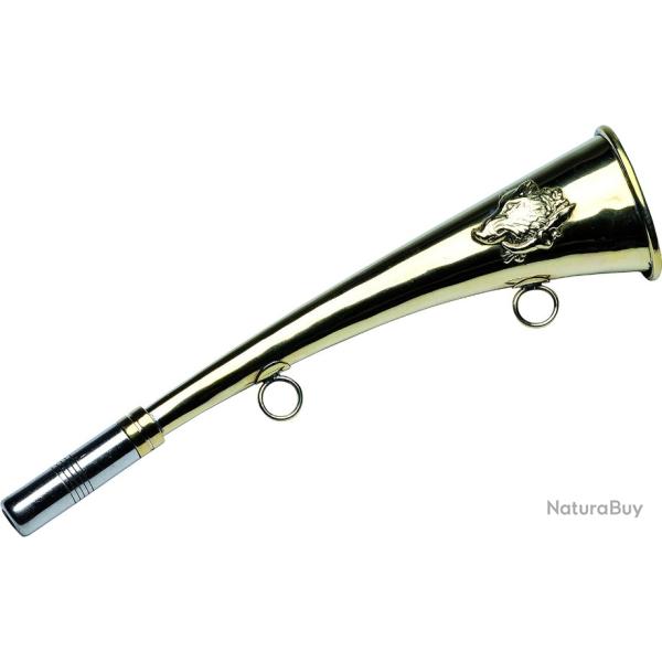 Corne de Chasse - Corne � Plate - Corne de Chasse en Battue - Longueur 25cm - Anneaux de Transport