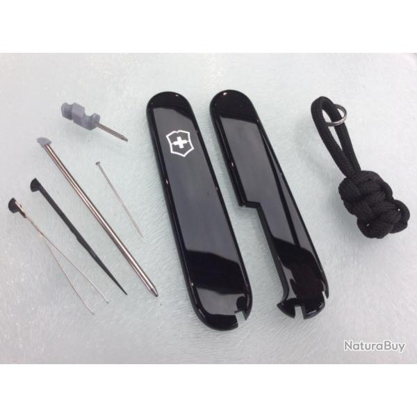 Neuf C�tes / Plaquettes Noir - Original Swiss Victorinox 91mm + Accessoires multiples