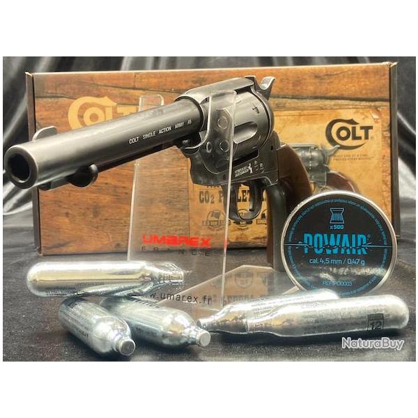 Pack pr�t � tirer "REVOLVER COLT45 SA ARMY" - 5.5'' - CO2 - CAL 4.5 MM - ANTIQUE FINISH