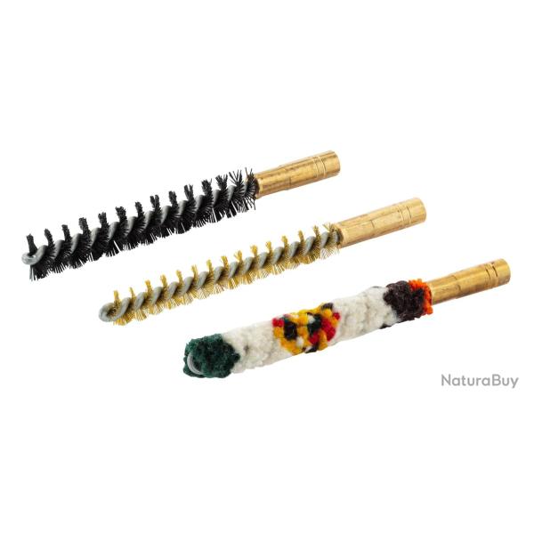 Set de trois brosses pour armes � canon ray� Cal.8 mm