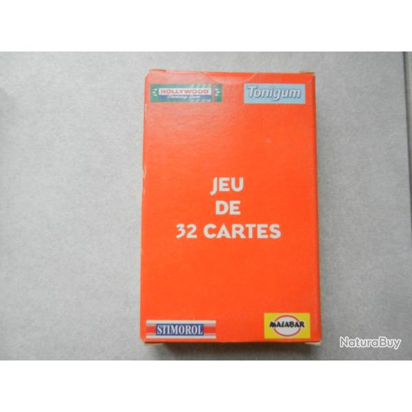 jeu de 32 cartes � jouer publicitaire chewing-gum Hollywood Tonigum Stimorol Malabar