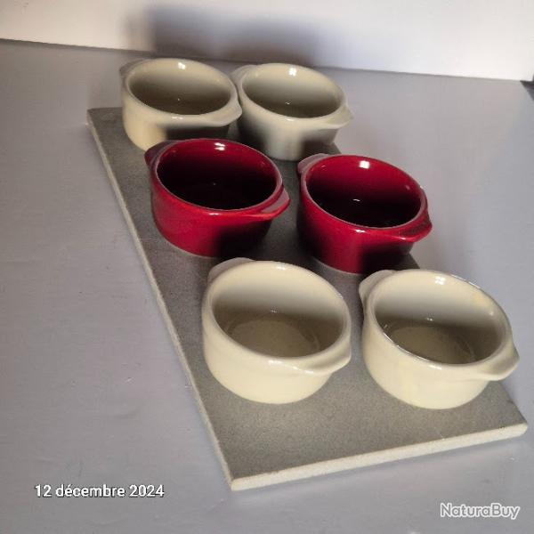 Set de 6 verrines en c�ramique et son plateau en gr�s