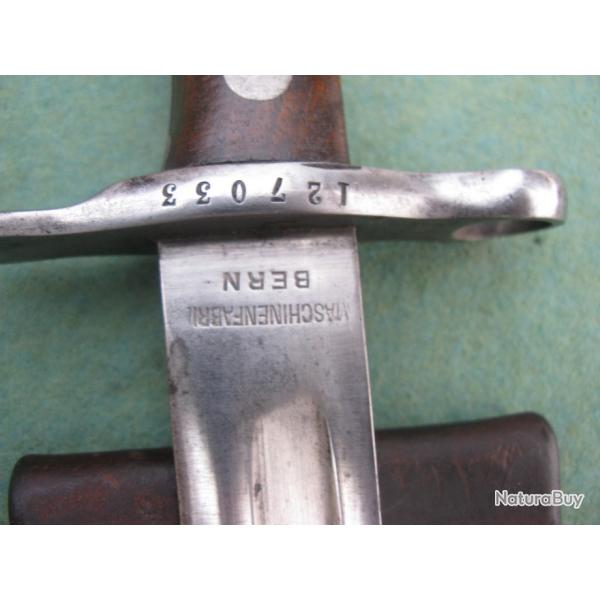 Baionnette Suisse model 1889 et Type non modifi�e Fourreau plat Rare