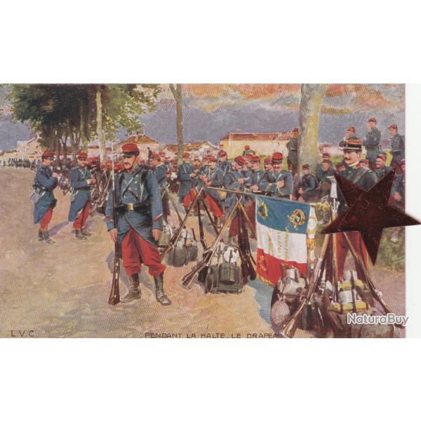CPA -L'Infanterie pendant la Halte, le Drapeau. Biscuit Olibet- N�657