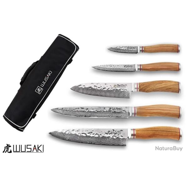 Mallette 5 Couteaux de Cuisine Wusaki - Coffret de Rangement Professionnel