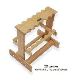 Pr&eacute;sentoir en Bambou pour cannes Scratch Tackle 12 cannes