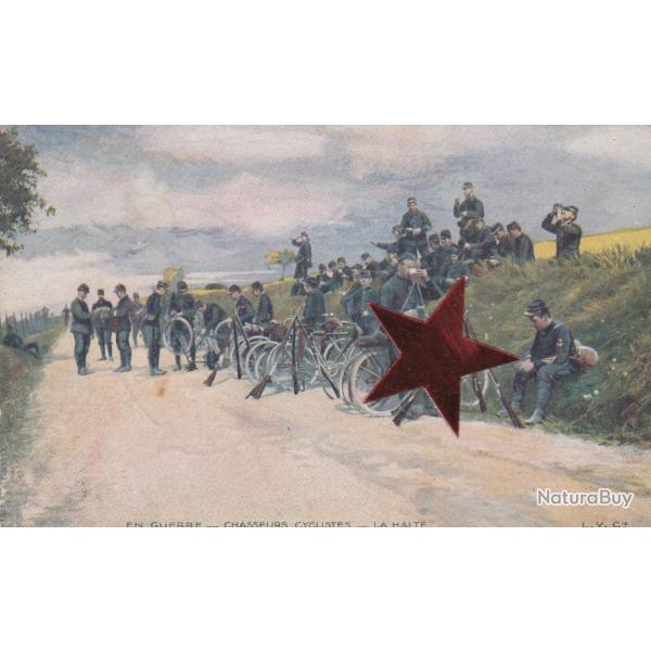 CPA -CHASSEURS CYCLISTES LA HALTE- N�730