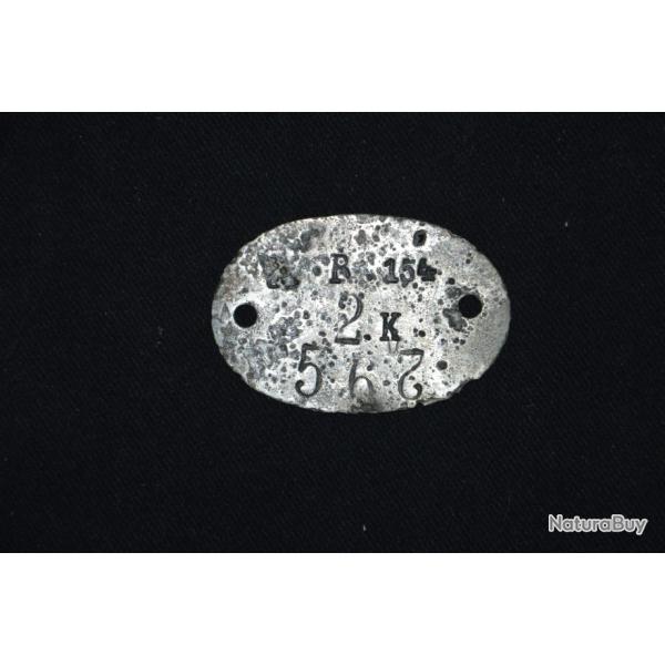 PLAQUE D'IDENTITE ALLEMANDE Mle1878-J. R. 154. 2. K . 562 -1�WW-GUERRE 1914/1918