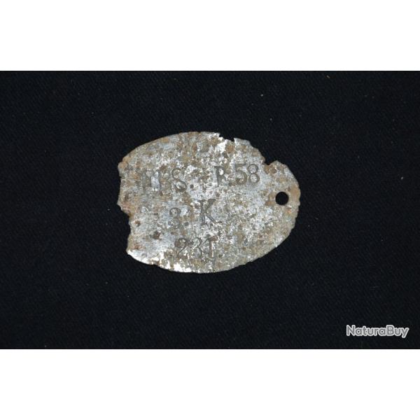 PLAQUE D'IDENTITE ALLEMANDE Mle1878- ERS.  R. 58. 3. K.  231 - 1�WW-GUERRE 1914/1918