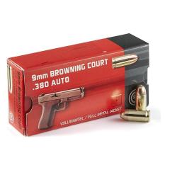 Cartouches GECO Calibre 9mm BROWNING COURT (.380 ACP) - 95grs FMJ - Boite de 50 unit&eacute;s