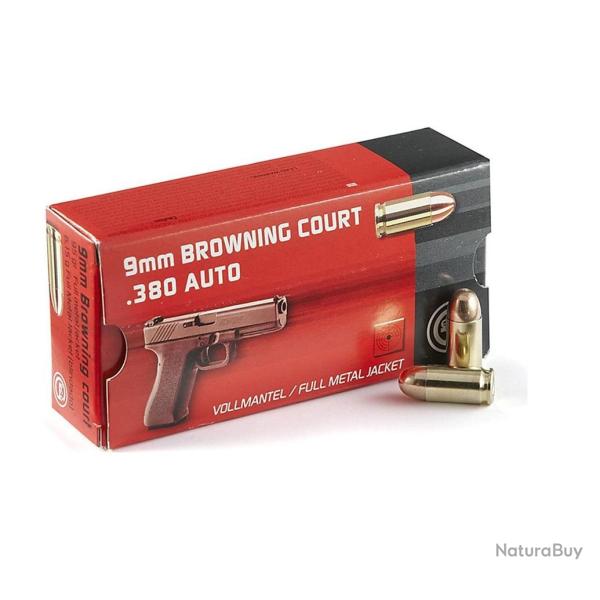 Cartouches GECO Calibre 9mm BROWNING COURT (.380 ACP) - 95grs FMJ - Boite de 50 unit�s