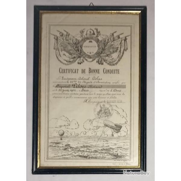 Dipl�me 52�me 1/2 Brigade A�rostation ballon 1938