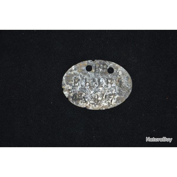 PLAQUE D'IDENTITE ALLEMANDE Mle 1878-E.B.  B.P.J.R.4. 4.K. 847-GUERRE 1914/18-1�WW