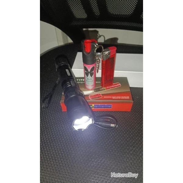 Shocker lot 2 pices : Shocker neuf chargeur+ Bombe Lacrymogne porte clef 20 ml