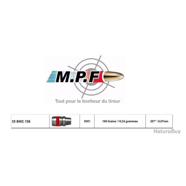 Ogives plomb MPF 38 SWC 158 Gr � 357 par 500