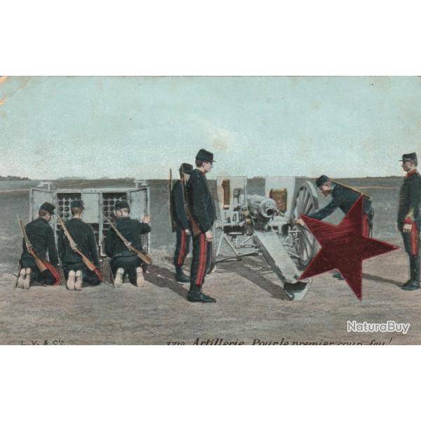 CPA - Militaire - ILLUSTRATION- ARTILLERIE A vos POSTES ! CANON de 75 de ROY Augustin- N�522