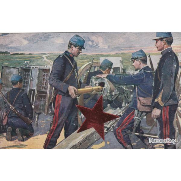 CPA - Militaire - ILLUSTRATION- ARTILLERIE CHARGEZ PIECE 75 ! - N�614