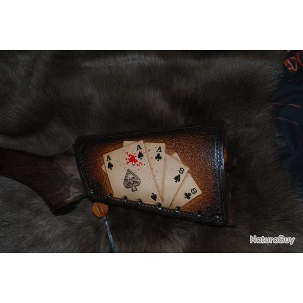 cartouchi�re de crosse en cuir pour levier sous garde Marlin 336 W "la main du mort"