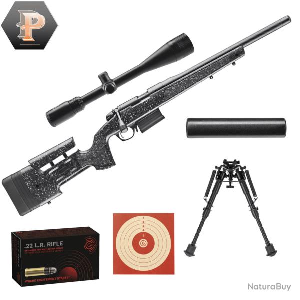 Pack Sniper ! Carabine Bergara B14-R Trainer Carbon Cal.22LR Filet� + Lunette 6-24X42 + Bipied + Sil