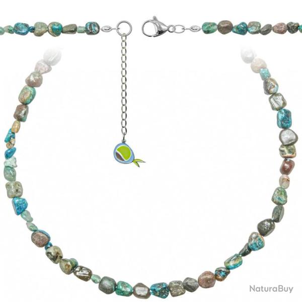 Collier en chrysocolle - Perles roul�es 5 � 8 mm - 90 cm