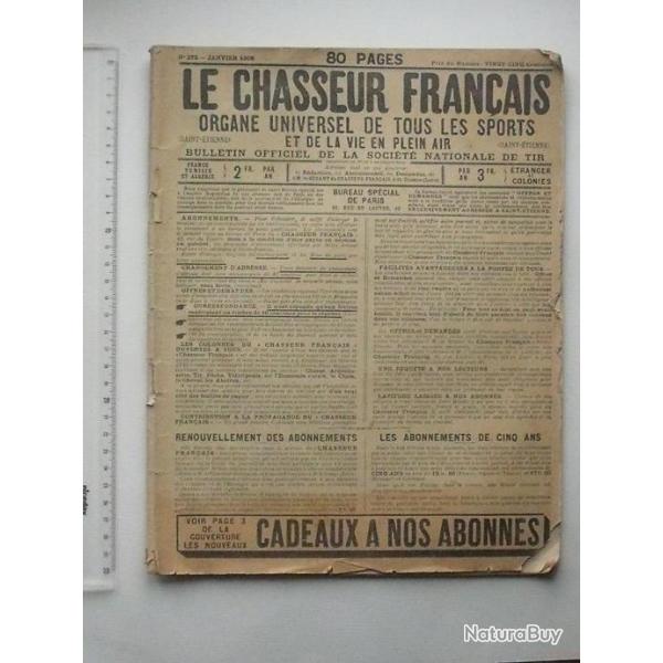 LE CHASSEUR FRANCAIS: AUTHENTIQUE Revue de janvier 1908 - Chasse Arme Sport Publicit�s - 80 pages