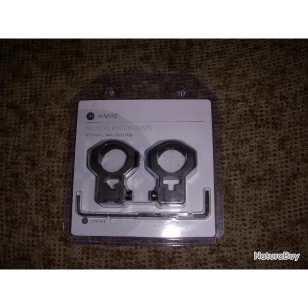 collliers HAWKE s�rie TACTICAL de 25,4 mm pour rail de 11 mm (carabine 22 lr )  hauteur : extra high